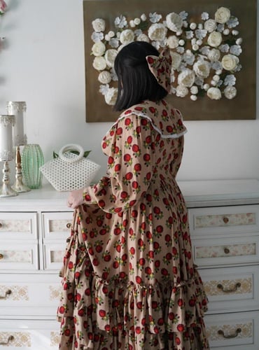 فستان رمضان بني -متجر لؤلؤة الحجاز