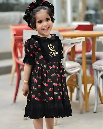 فستان رمضان شالكي أسود مع دانتيل_ متجر لؤلؤة الحجا...