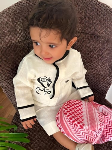 ثوب أطفال رمضاني تطريز بالون الأسود - متجر لؤلؤة ا...