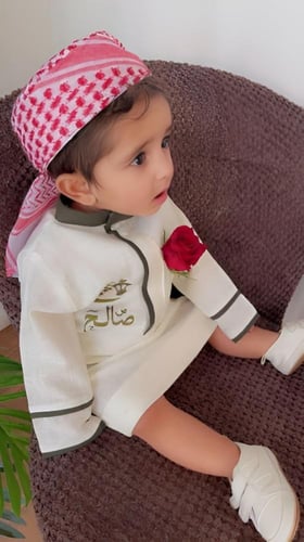 ثوب أطفال رمضاني تطريز بالون الأسود - متجر لؤلؤة ا...
