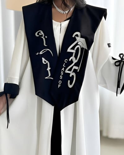 طقم عباية تخرج 2026 اوف وايت مع اسود