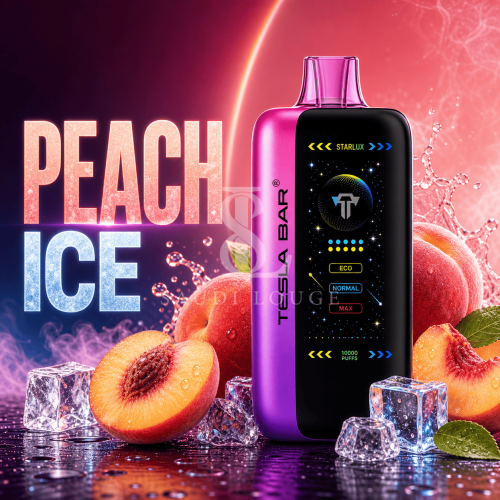 سحبة تسلا بار اكس تي 40 الف موشة خوخ ايس TESLA BAR XT 40000 PUFFS PEACH ICE