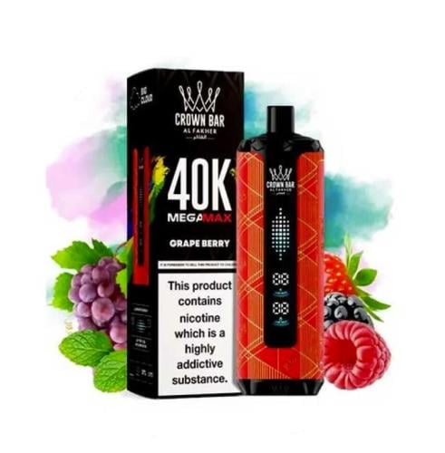 شيشة الفاخر كراون بار ميجا مكس 40000 سحبة توت مشكل...