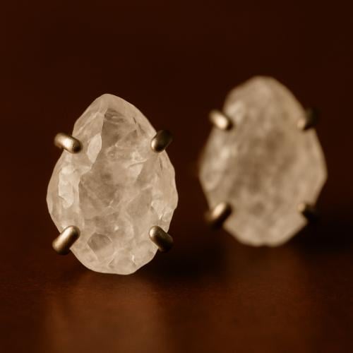 حلق فضة - كوارتز شفاف