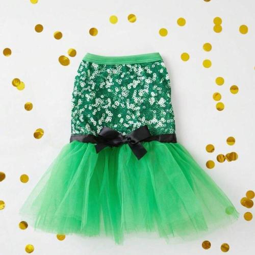 فستان قطط بلون الوطن مقاس S تول أخضر بفيونكة من مت...