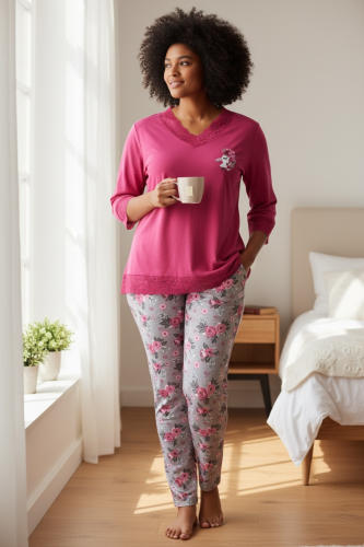 بجامة ب وردي مشجر بج سايز