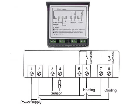 حراري رقمي متطور بتقنية STC-1000 DC 12V