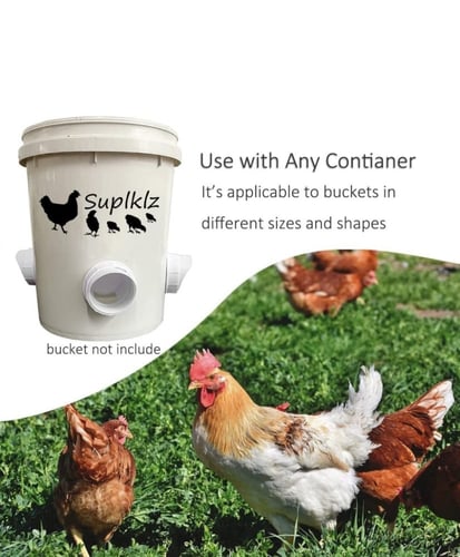 Integrated Chicken Feeder with Easy Fill Port & 4...