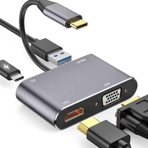 تحويلة USB Type‑C إلى HDMI & VGA بدقة 4K و Full HD