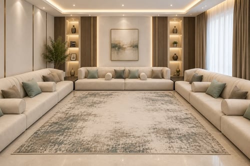 مجلس مودرن فاخر بتصميم حرف U – جلسات واسعة للصالات العصرية الراقية