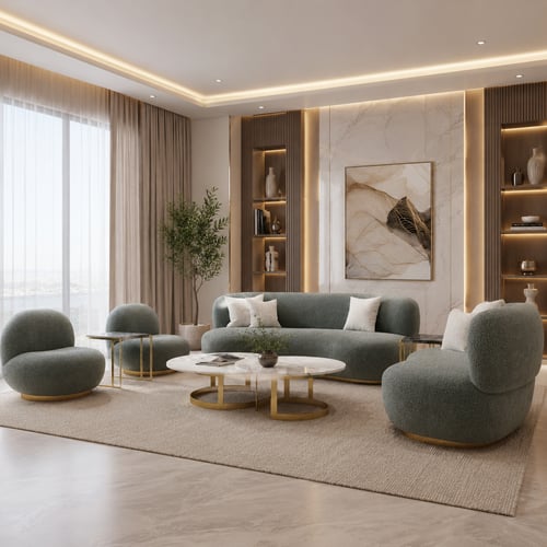 طقم كنب بوكلية كيرف فاخر – تصميم مودرن لغرف المعيش...
