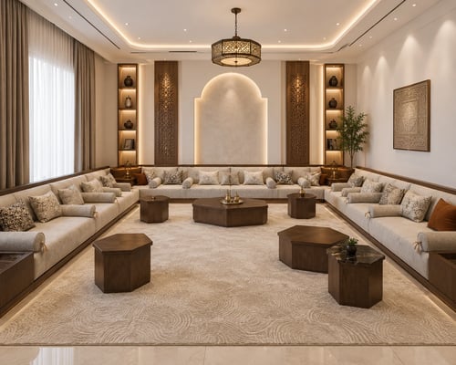 مجلس مودرن فاخر – تصميم عربي أنيق للصالات الراقية