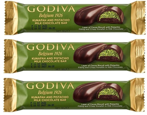 GODIVA Kunafah and Pistachio Milk Chocolate Bar, 35g