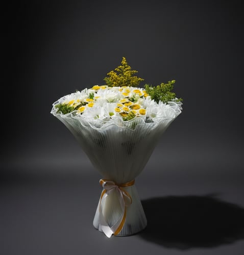 Mixed flower bouquet, white cherry, and snow cherr...