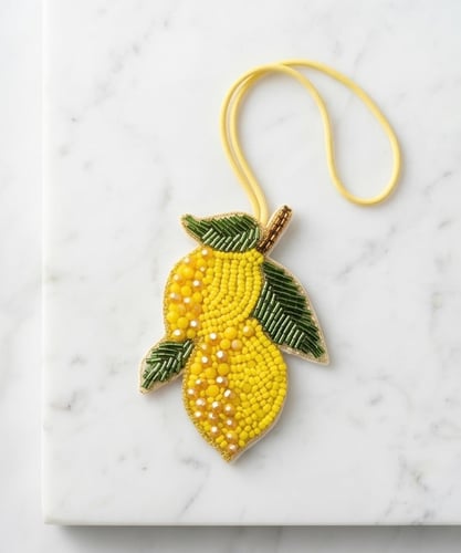 Lemon Beaded Bag Charm