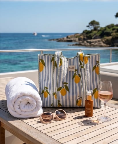 Blue Lemons Large Tote Bag