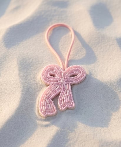 Pink Bow Beaded Bag Charm