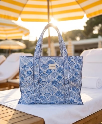 Blue Shell Large Tote Bag