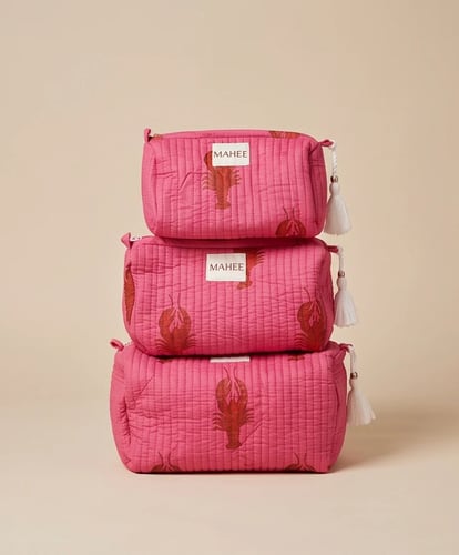 Pink Lobster Pouches set of 3