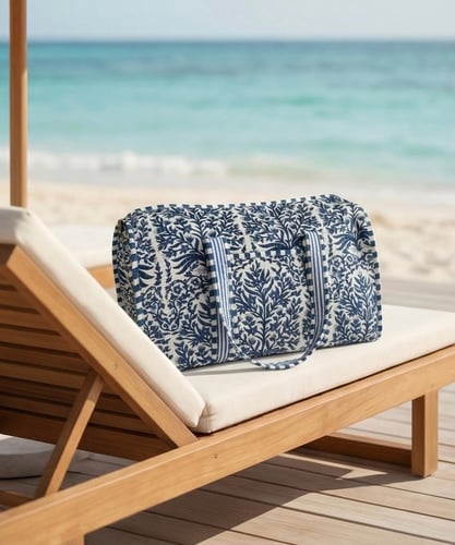 Blue Floral Duffle Bag