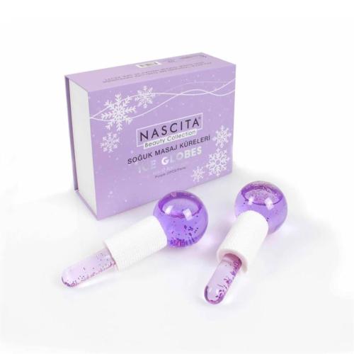 Cold massage balls to stimulate facial circulation...