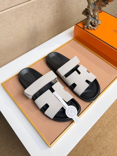 Hermes Chypre Suede Sandal – Off White