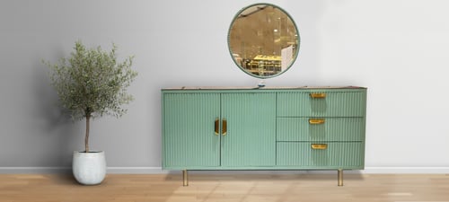 بوفيه تيركواز بذهبي خشب زان