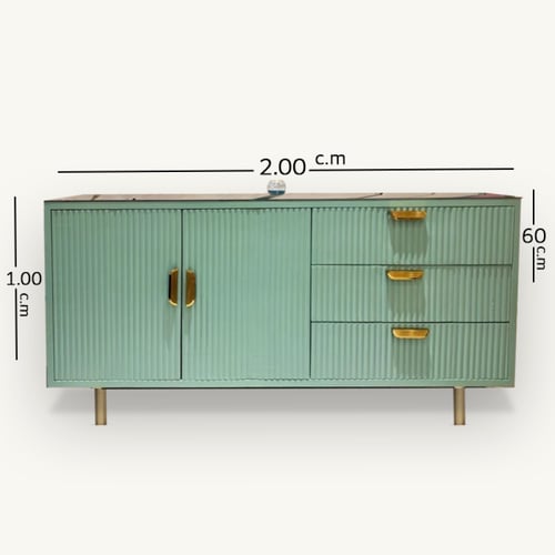 بوفيه تيركواز بذهبي خشب زان