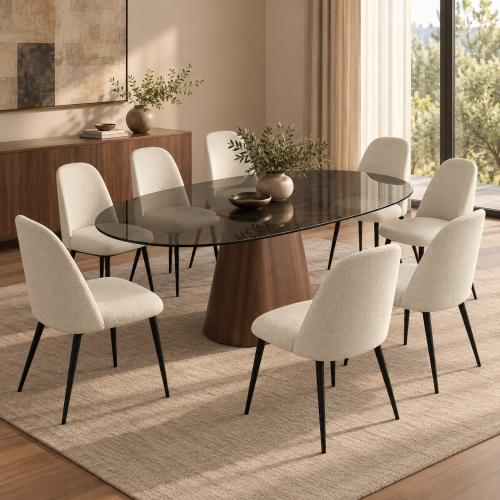 Carnaval dining table 8 black transparent glass