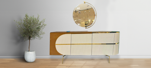 دولاب بوفيه مودرن أوف وايت | بوفيه فاخر مع مرآة بت...