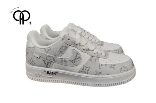 حذاء رجالي نايكي إير فورس × لويس فويتون رمادي مع ا...