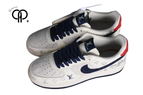 حذاء رجالي نايكي إير فورس × لويس فويتون ابيض مع از...