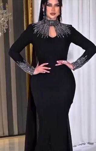 فستان أنيق مع ياقة مطرزة