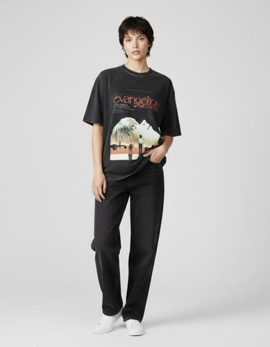 تيشيرت اوفرسايز نيون جينيسيس إيفانجيليون