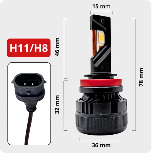 لمبات ليد مقاس H11/H8/H16 بقوة 9000LM 70W متوفر بع...