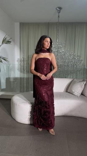 فستان كلفة سهرة مع شال