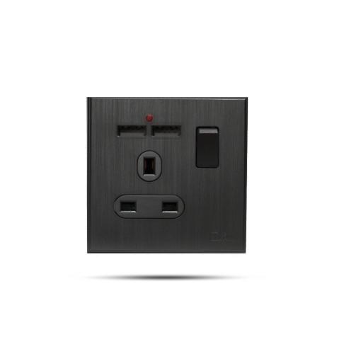 فيش مع 2مخرج usb بيانو اسود TV.ON