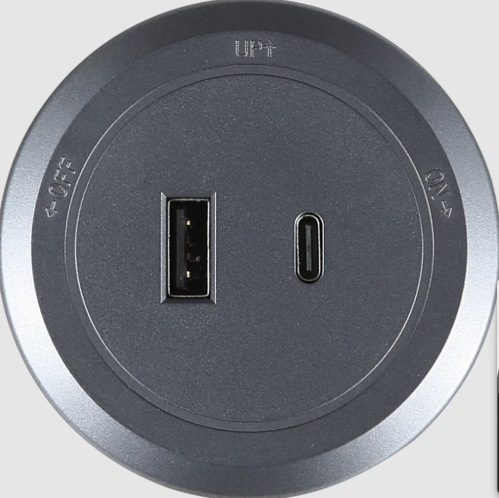 راس فيش مجرى دائري فضي USB مع TYPE-C