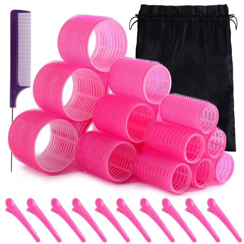 طقم لفافات شعر مع كلبسات شعر