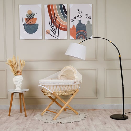 سلة خيزران خشبي مقلم بيج فاتح