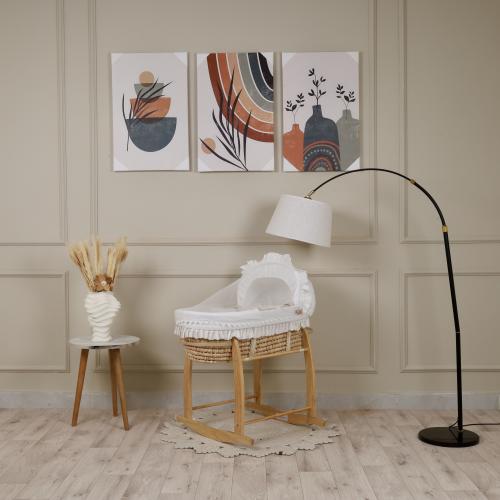 سلة موسى قش اوف وايت مزينة بكلفة مطرزة