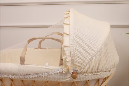 سلة خيزران خشبي مقلم بيج فاتح