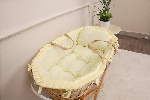 سلة موسى قش بقماش اللينن