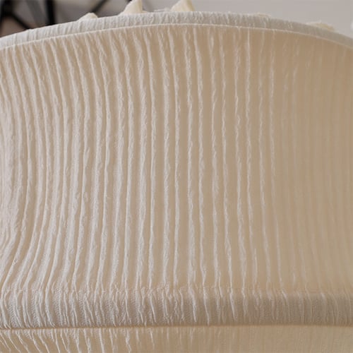 سلة موسى قش بقماش مقلم بيج