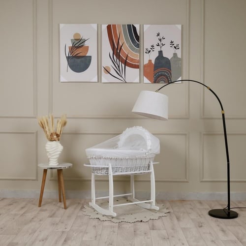 سلة خيزران خشبي بقماش حباب الرمان