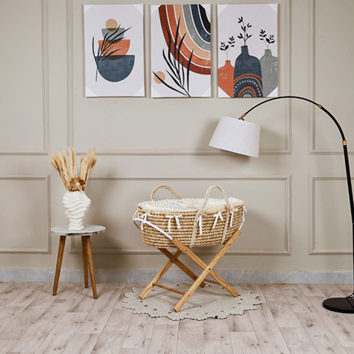 سلة قش بقماش قطن الوان حسب الطلب