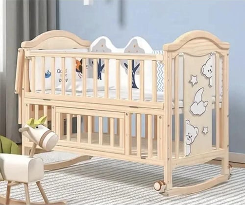 سرير خشب بمستويان مع مرتبة