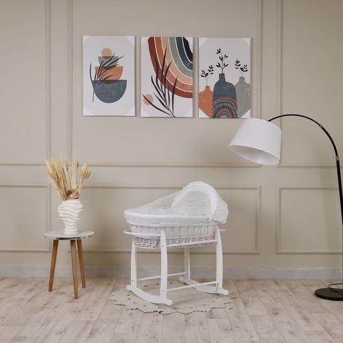 سلة خيزران أبيض بمقاش الفيسبوك الفاخر