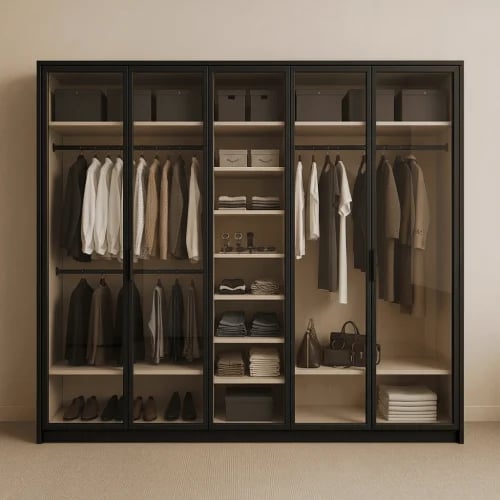 Luxury wardrobe | 5 hinged glass doors | Width 225...