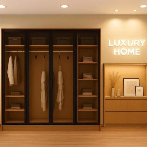 Clothing wardrobe | 200 cm × 220 cm | 4 hinged gla...